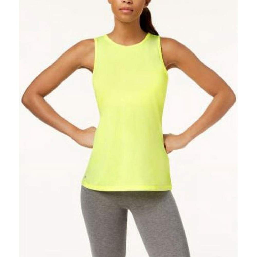 Ideology Women's Neon Yellow Dry-Fit Workout Tank Top with Keyhole-Back